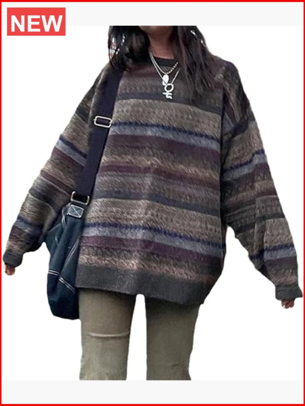 90s Grunge Aesthetic Streetwear Sweater Retro Y2K Gothic Loose Women Knit